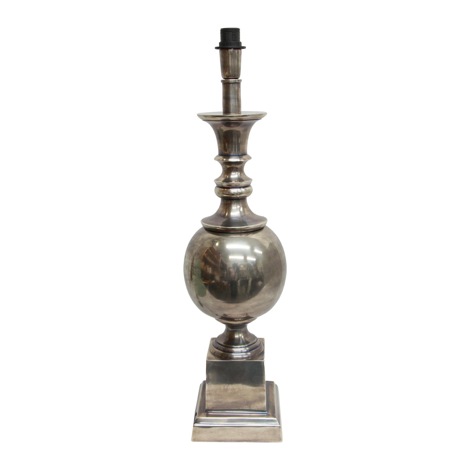 French Country Bella Grand Lampbase Antique Silver